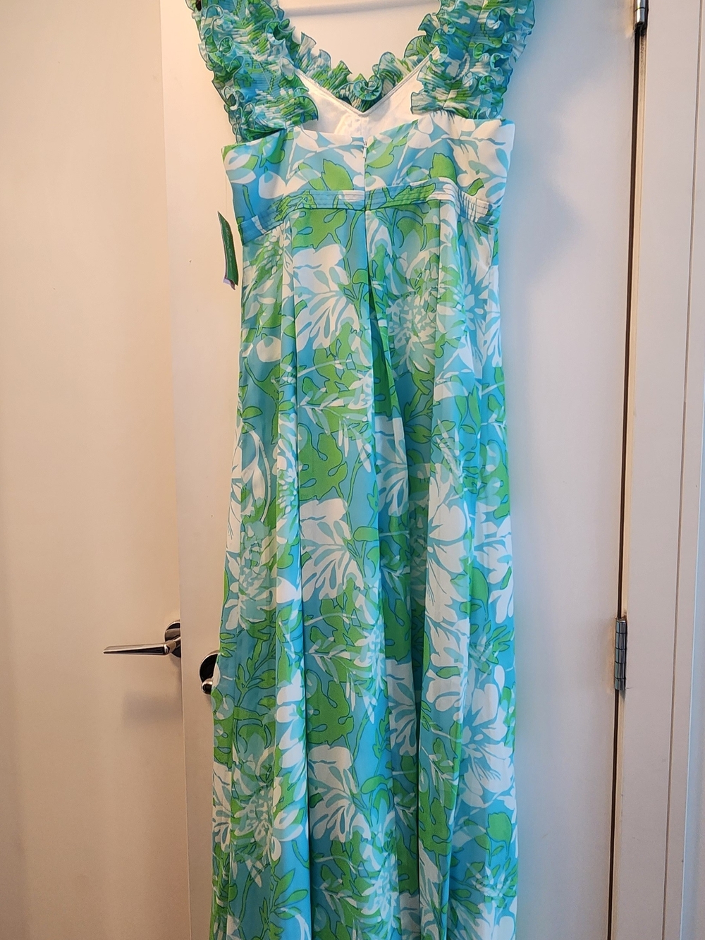 Lilly Pulitzer Aqua & Lime Floral Chiffon Maxi Dress - Picture 2 of 3